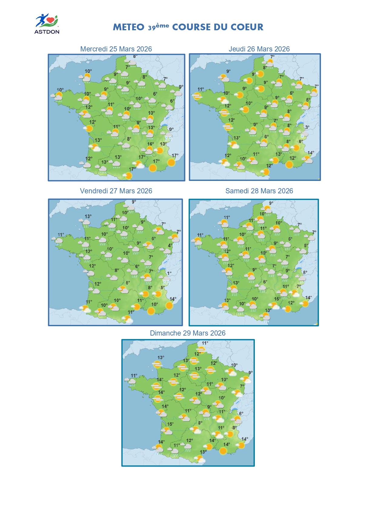 prevision meteo 39ème COURSE DU COEUR